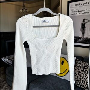 Hollister Cream Ribbed Knit Top